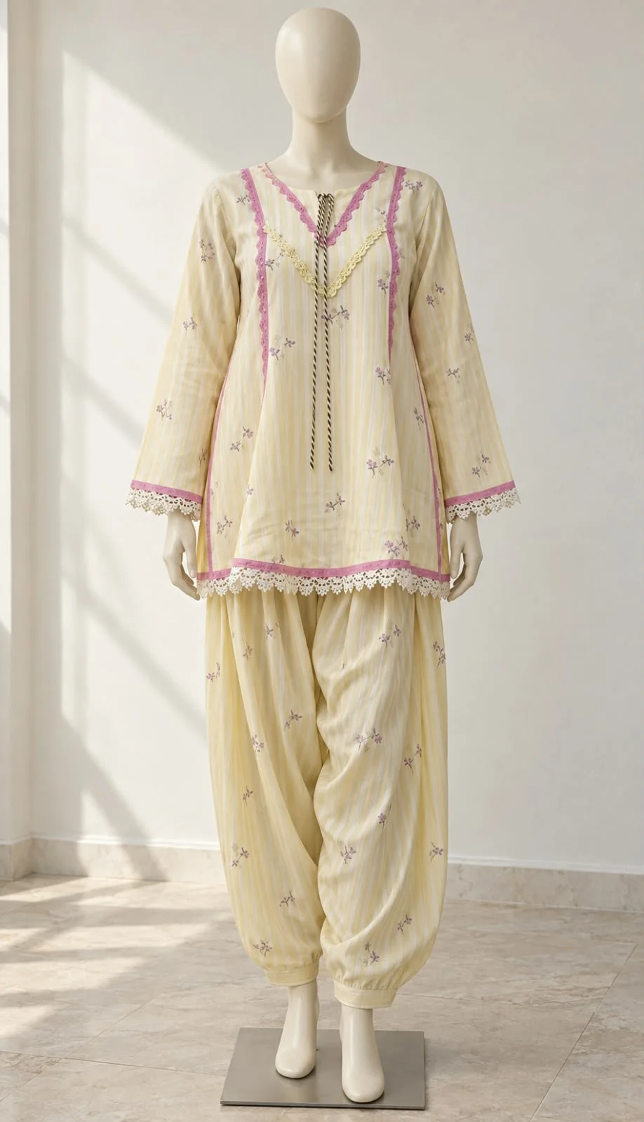 Mehrosh Boutique Pastel Yellow Salwar Set