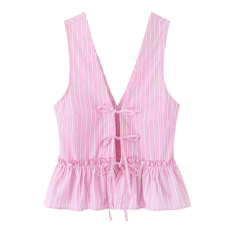 Bowknot Striped Crop top