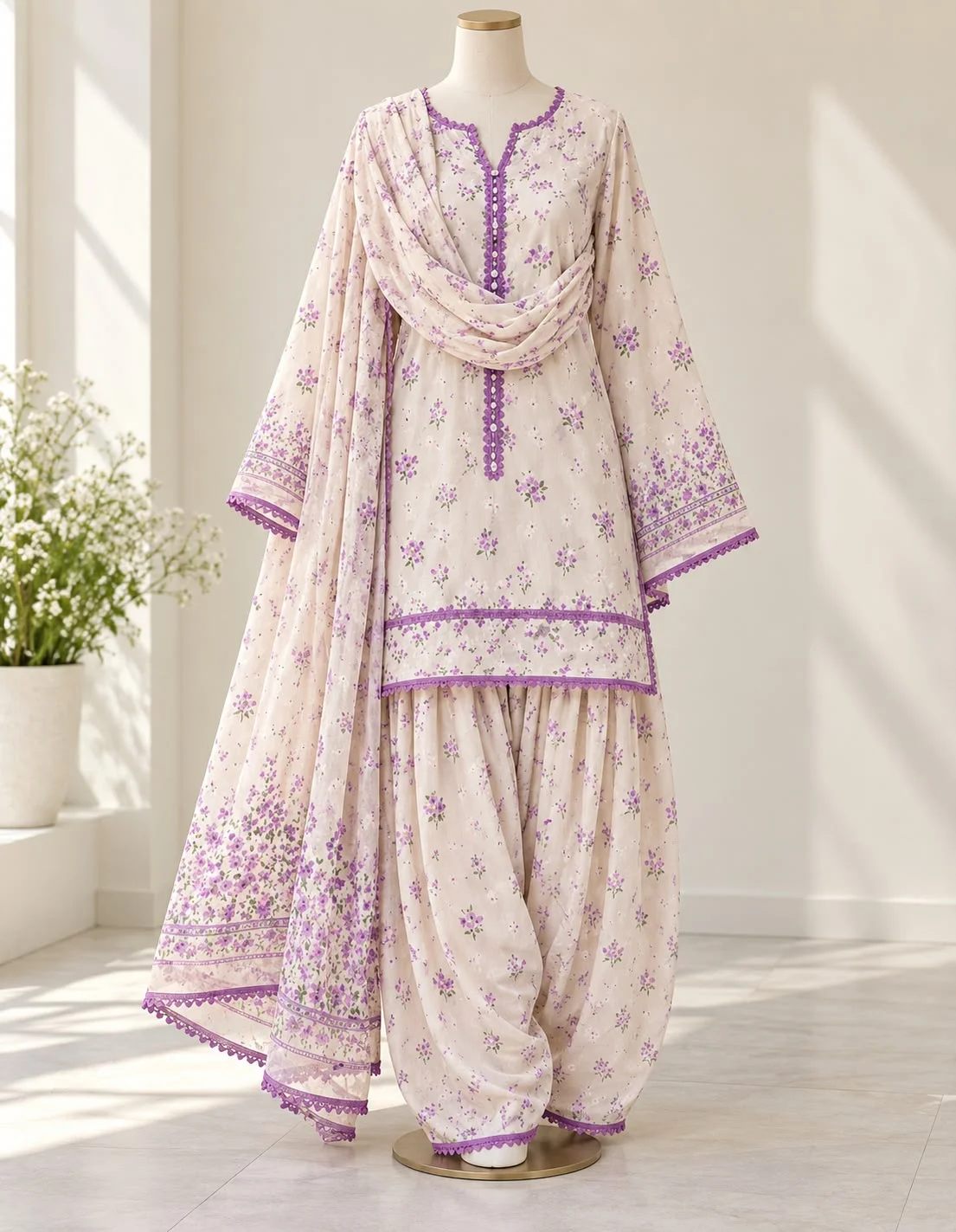 Mehrosh Boutique Lilac Floral Salwar Suit