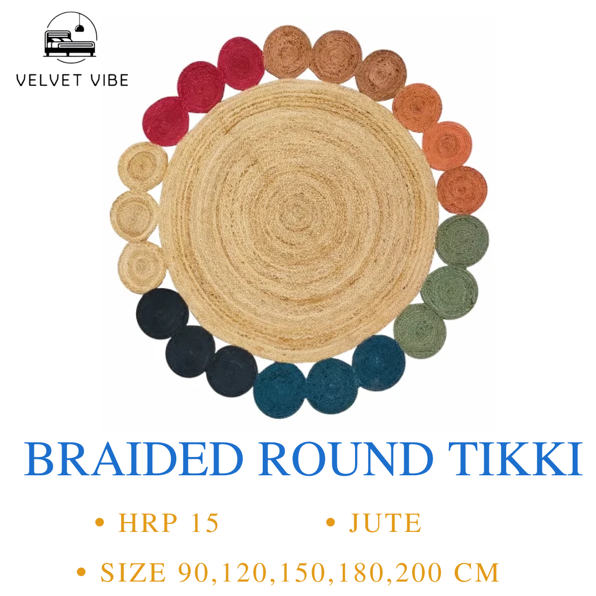 Velvet Vibe Braided Round Tikki Floormats — Elevate Your Space with Style & Comfort