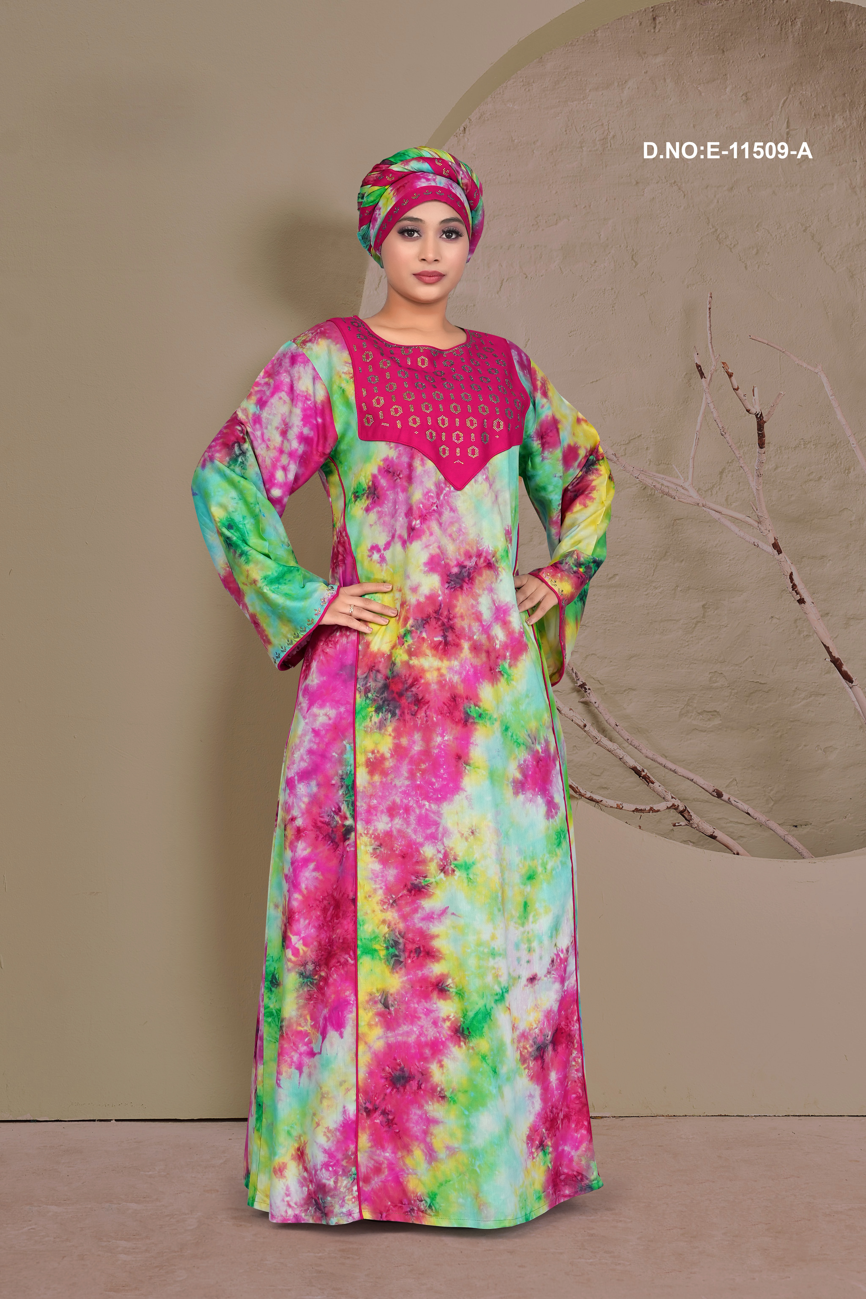 Embroidered Tie-Dye Style Abaya