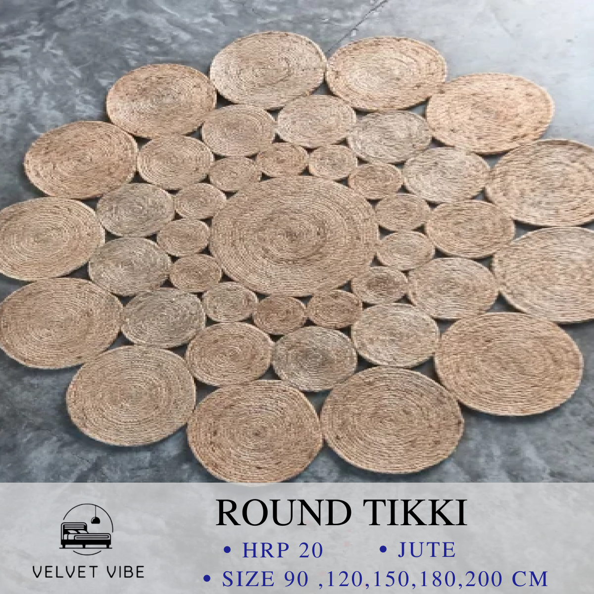 Sustainable Round Jute Tikki for Home & Office Decor