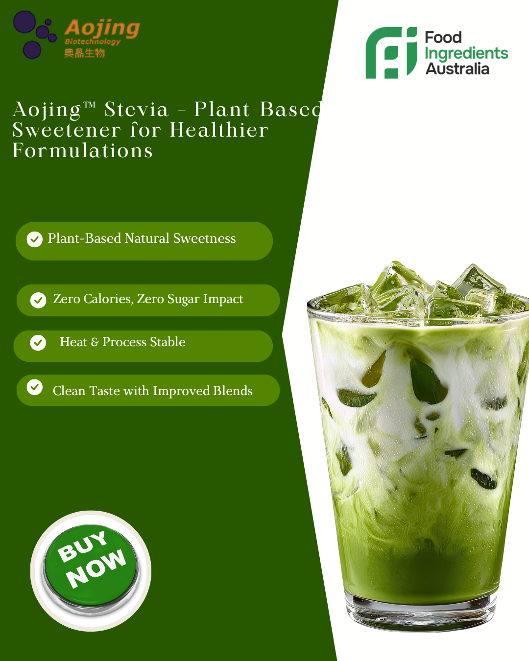 Stevia Bulk Supplier in Australia | AOJING Natural Sweetener Rebaudioside A &amp; M 400X Zero Calorie Powder