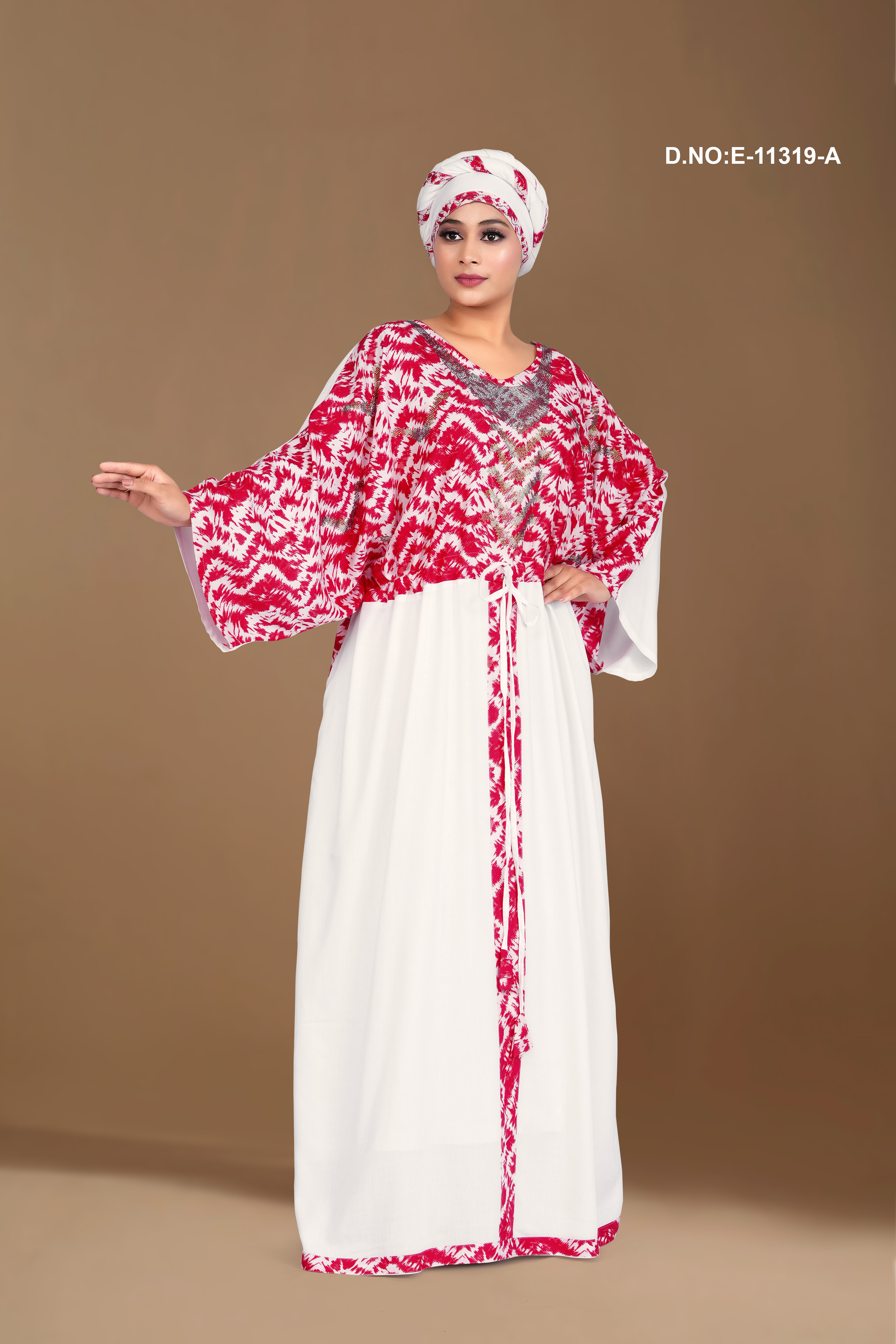 Embroidered Printed Kaftan
