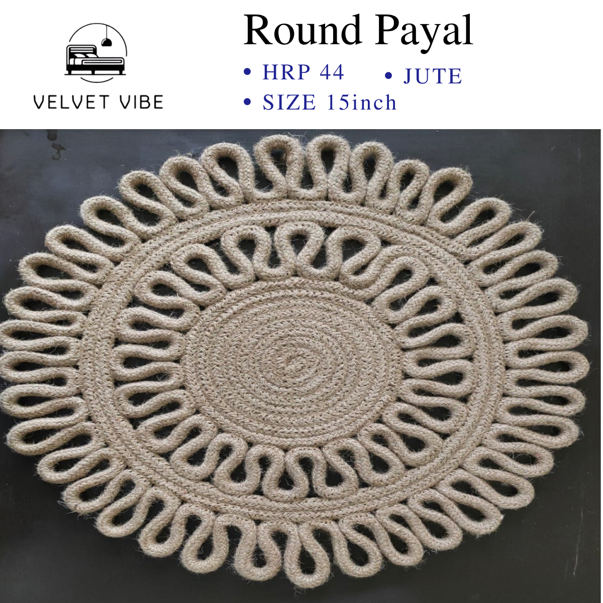 Velvet Vibe Presents Elegant Round Payal Floormats Crafted from Eco-Friendly Jute