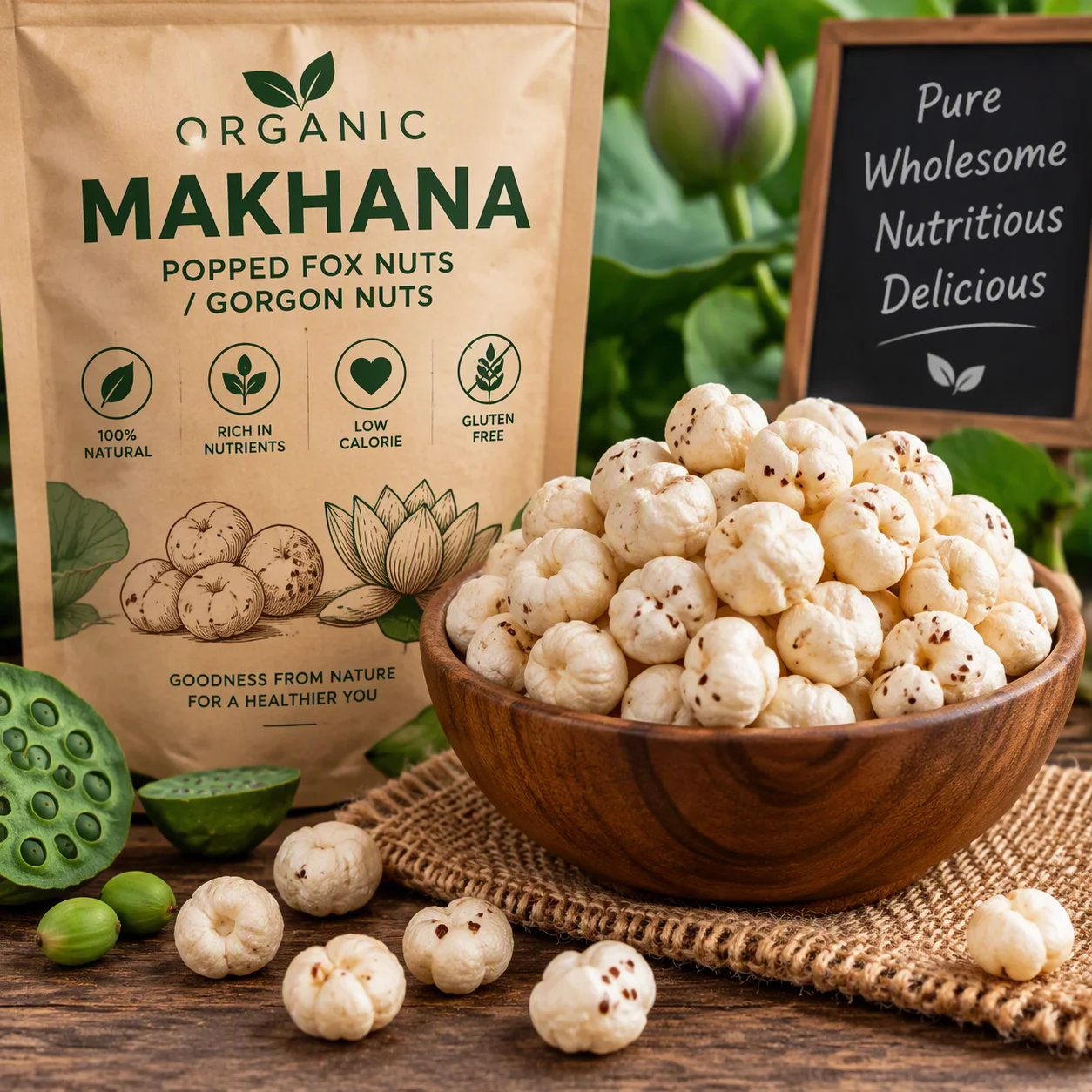 Makhana  - Organic Popped Fox Nuts / Gorgon Nuts