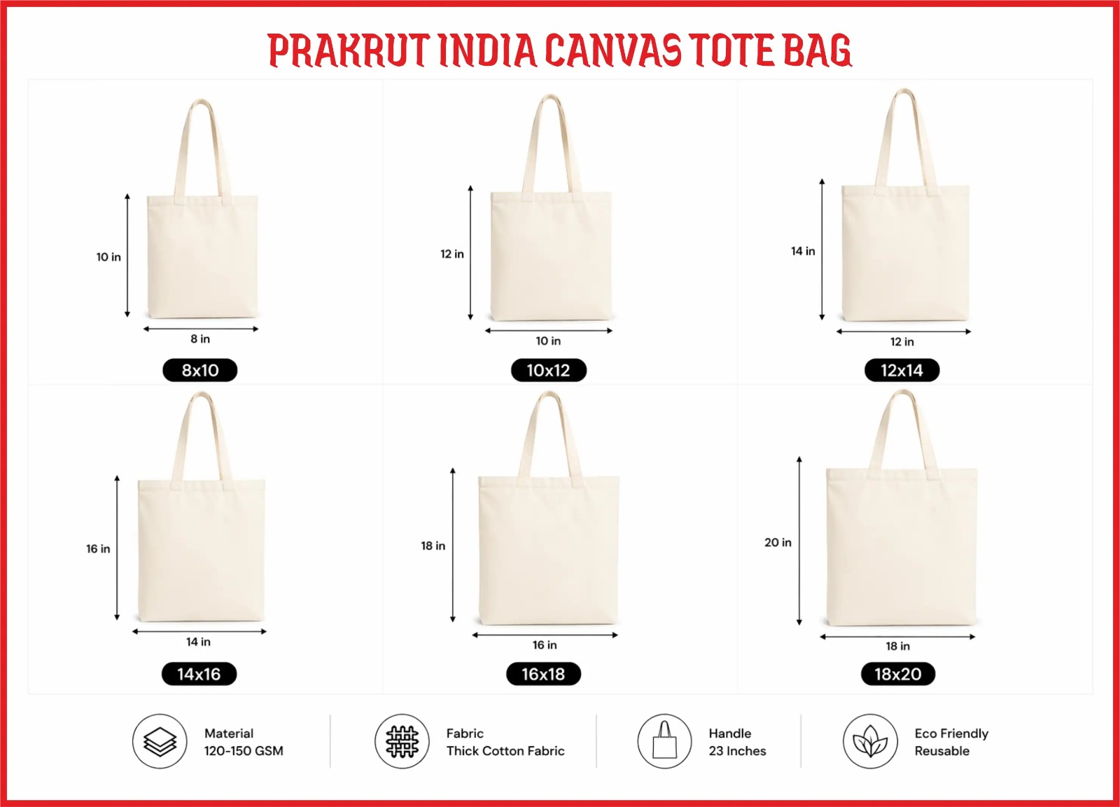 Canvas Tote Bag (120–150 GSM Cotton Fabric)