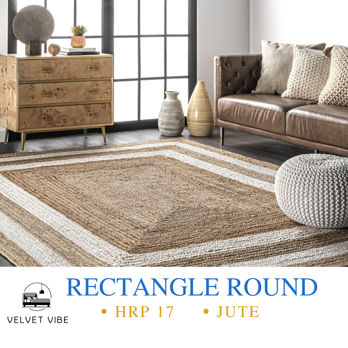 Eco-Friendly Comfort: Velvet Vibe’s Rectangle & Round Jute Mats
