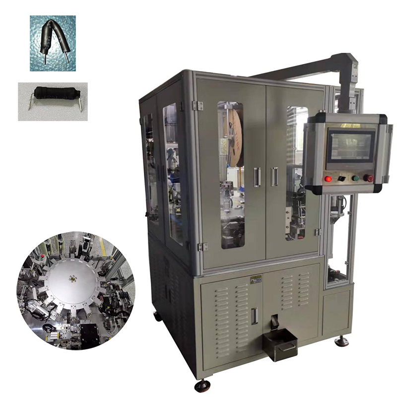Automatic resistor lead bending and sleeve shrinking machine