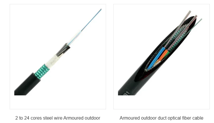 Self supporting steel wire and steel tape armour optical fiber cable