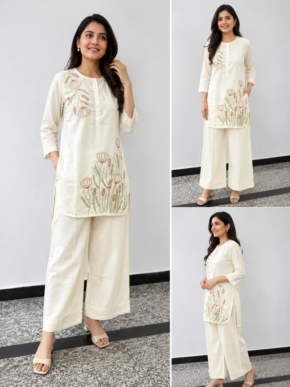 embroidery coord in white color