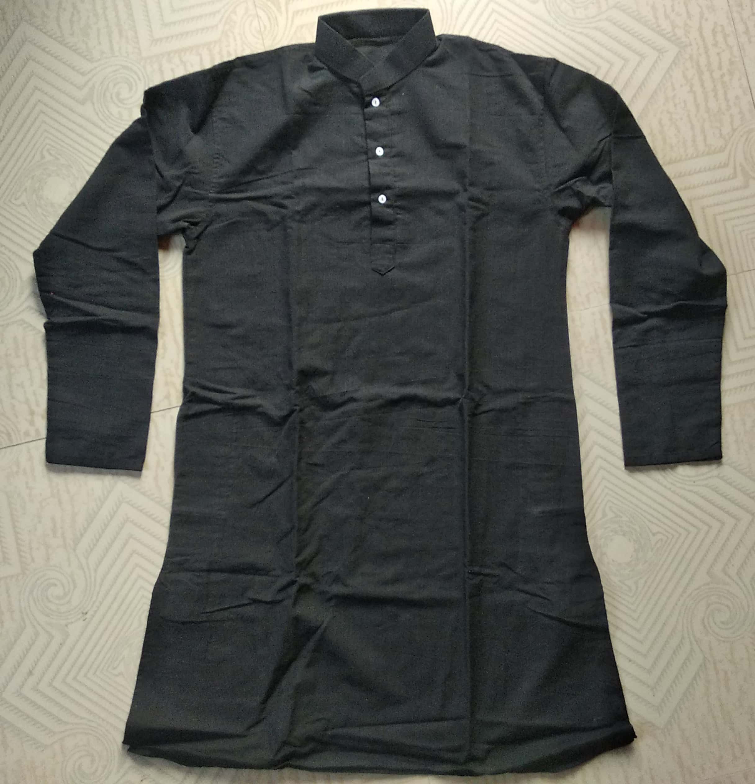 Black Khadi Cotton Kurta