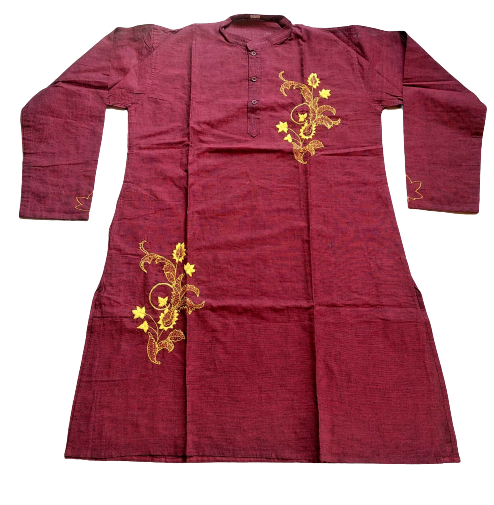 Maroon Floral Kantha Stitch Kurta 
