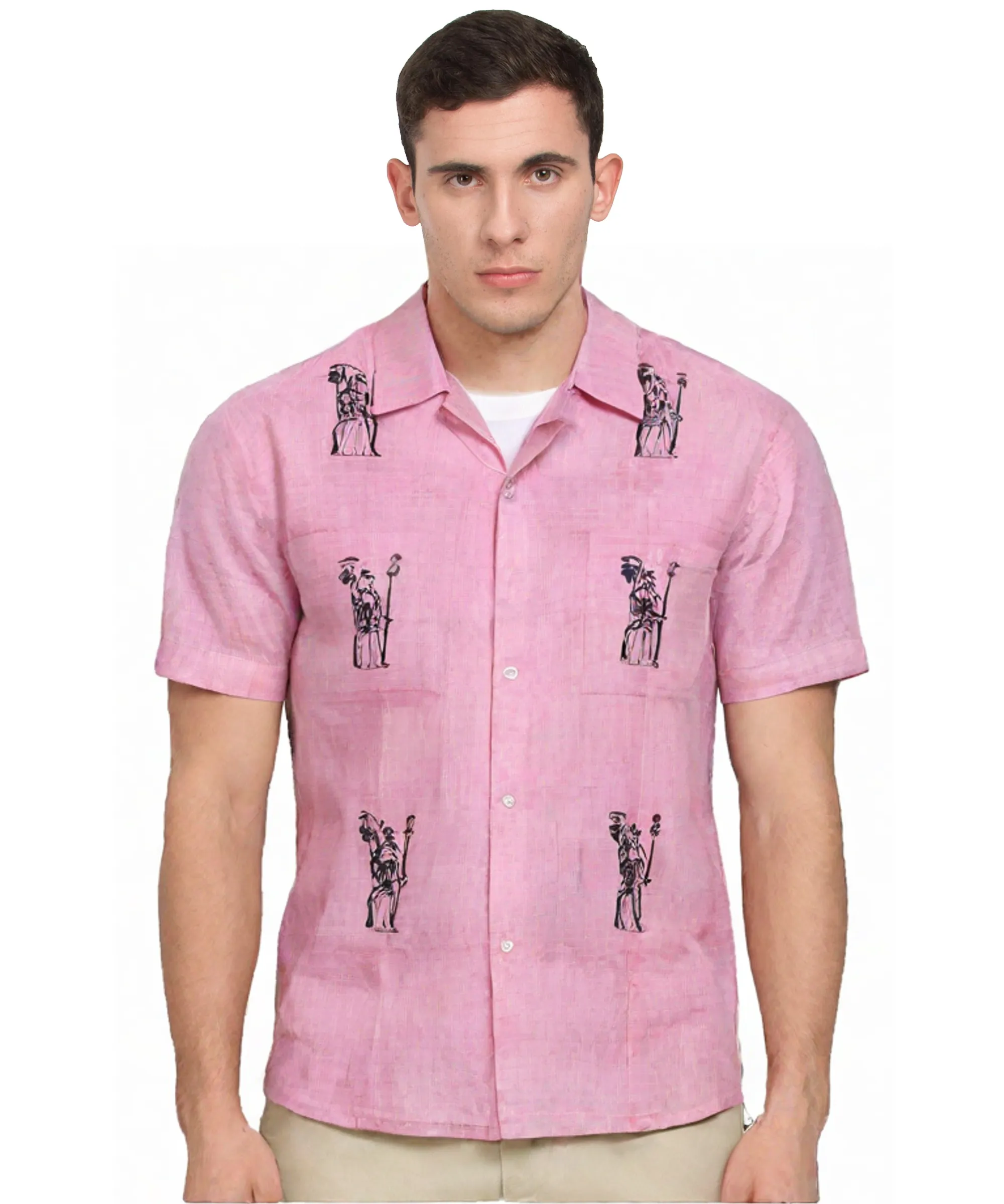 Rose Pink Tribal Figure Cotton Shirt