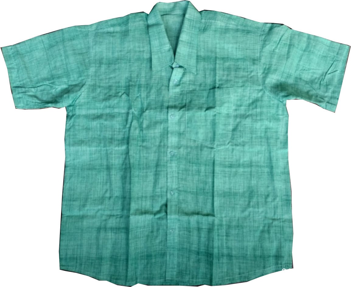  Classic Green Cotton Short Sleeve Shirt 