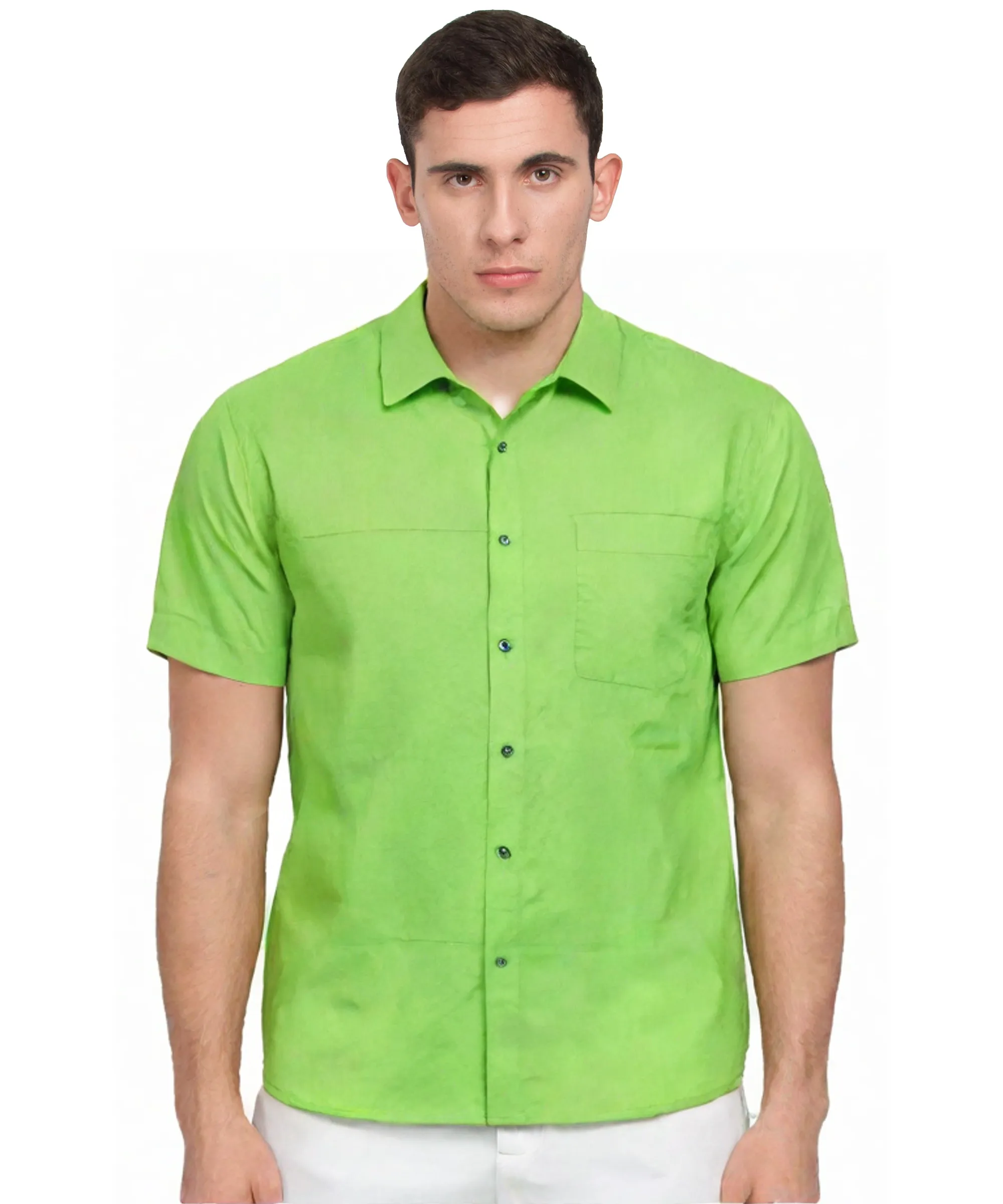 Light Green Cotton Short Sleeve Shirt
