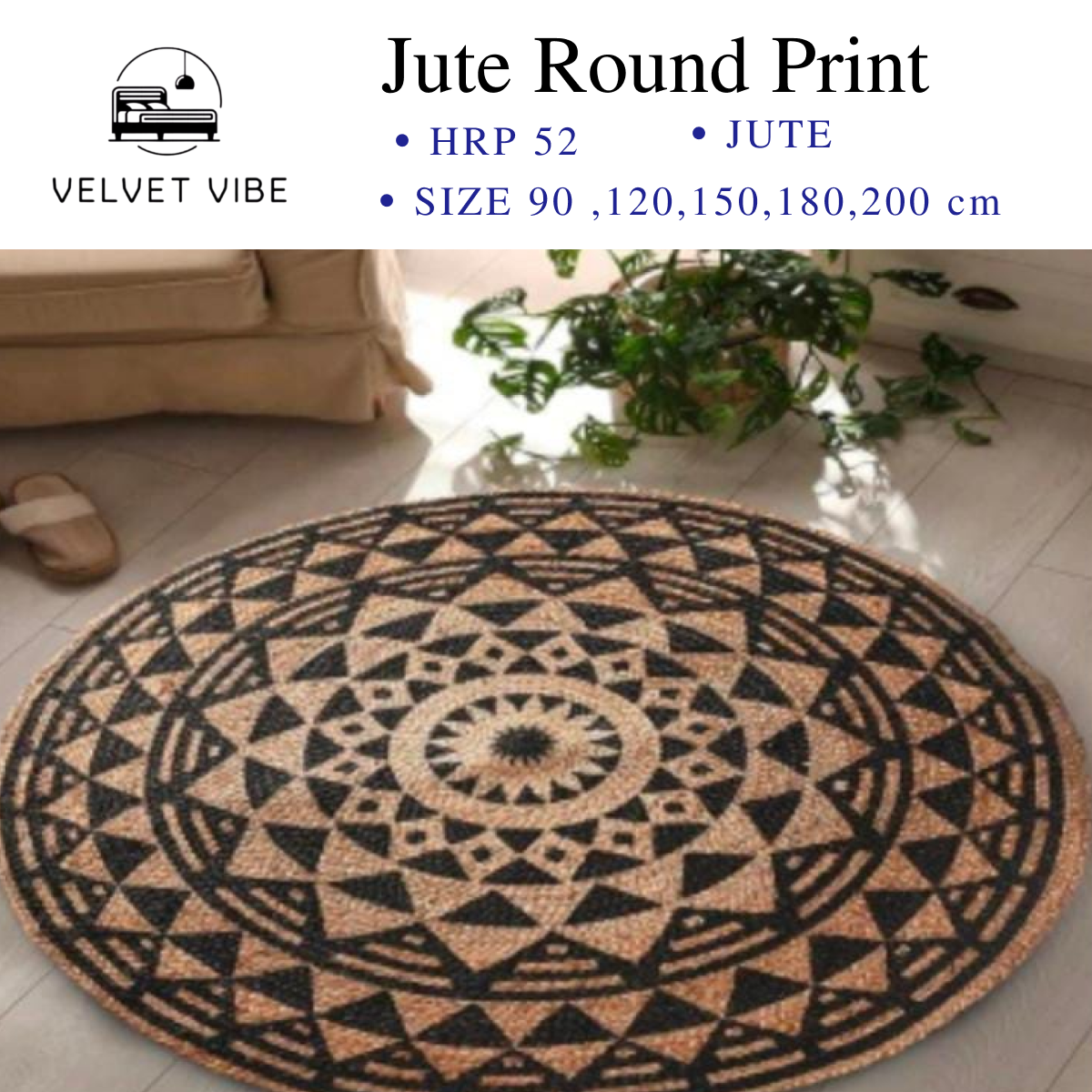 Natural Charm with Print Round Jute Accessories