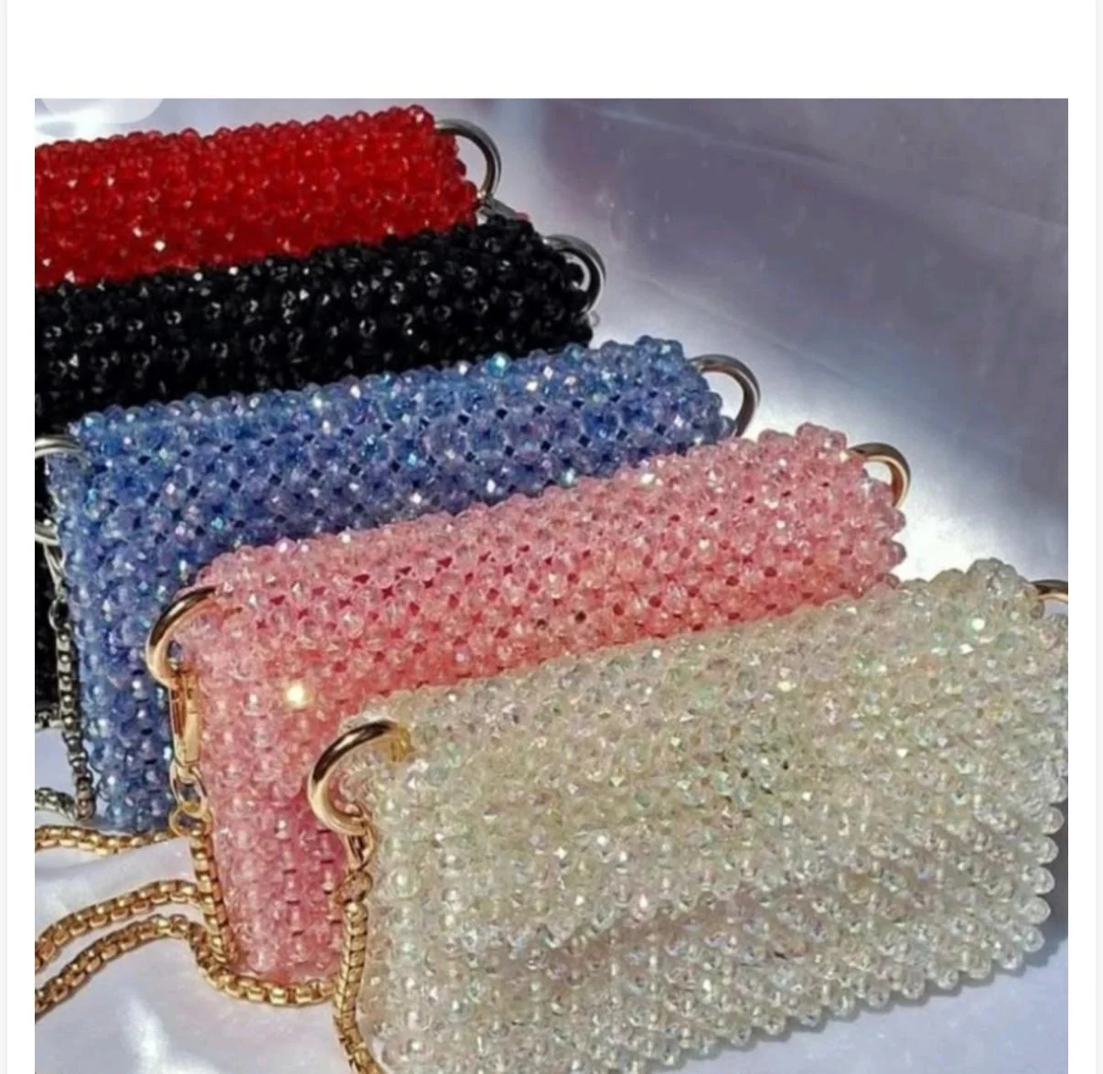 Handcrafted Luxury Crystal Beaded Sling Bag &amp; Convertible Clutch Purse