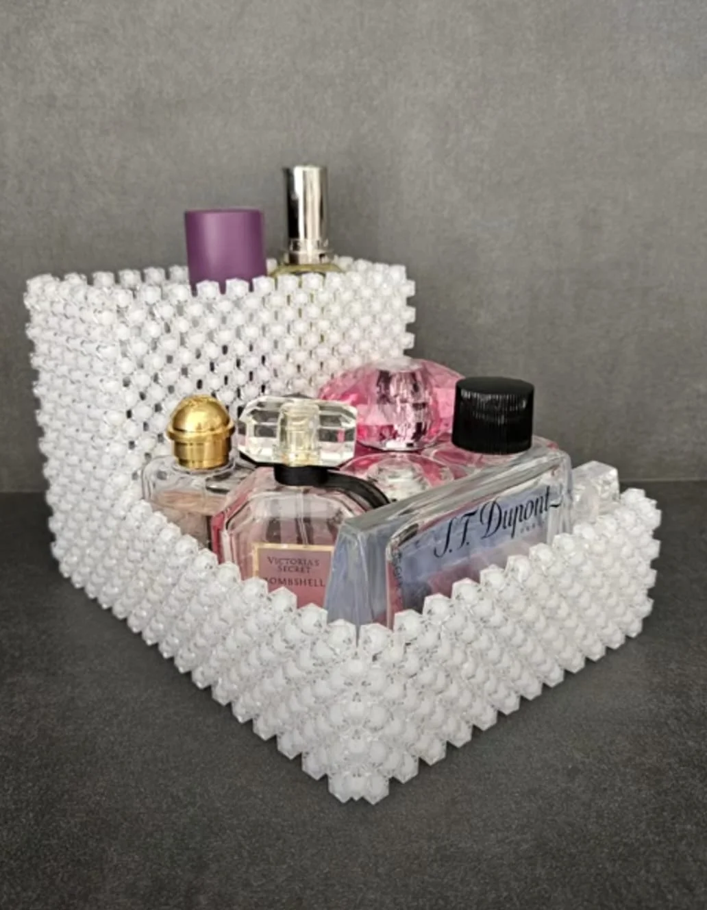 Handmade Sugar beaded Makeup Organizer Luxury Vanity Perfume Storage Box.