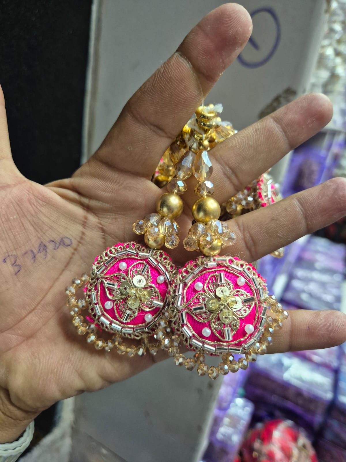 Designer Pink Bridal Tassel Fancy Latkan with Crystal &amp; Stone Work