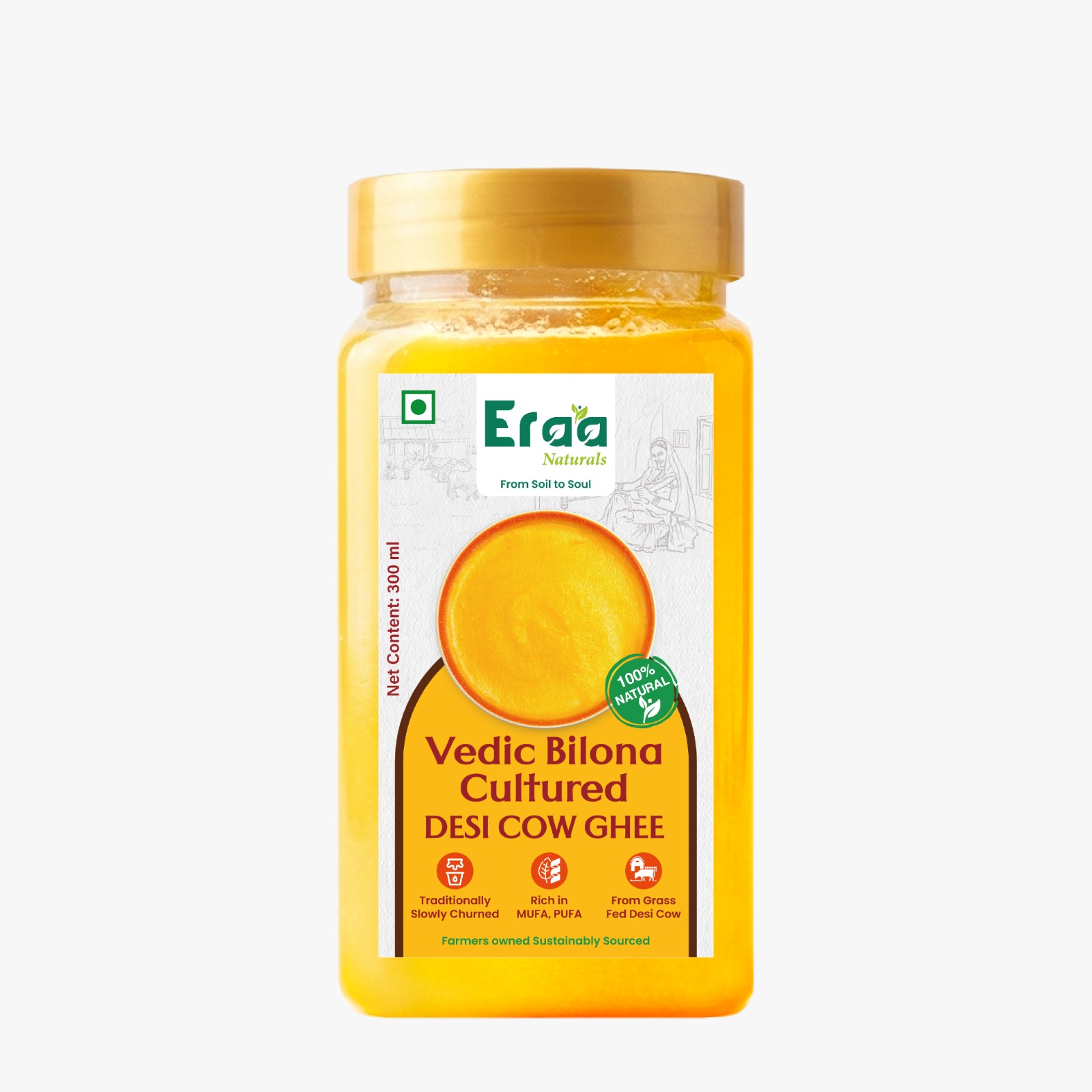 ERAA Naturals Vedic Bilona Cultured Desi Cow Ghee