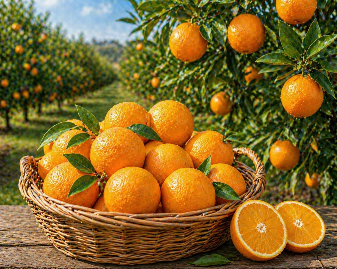 Fresh Valencia oranges