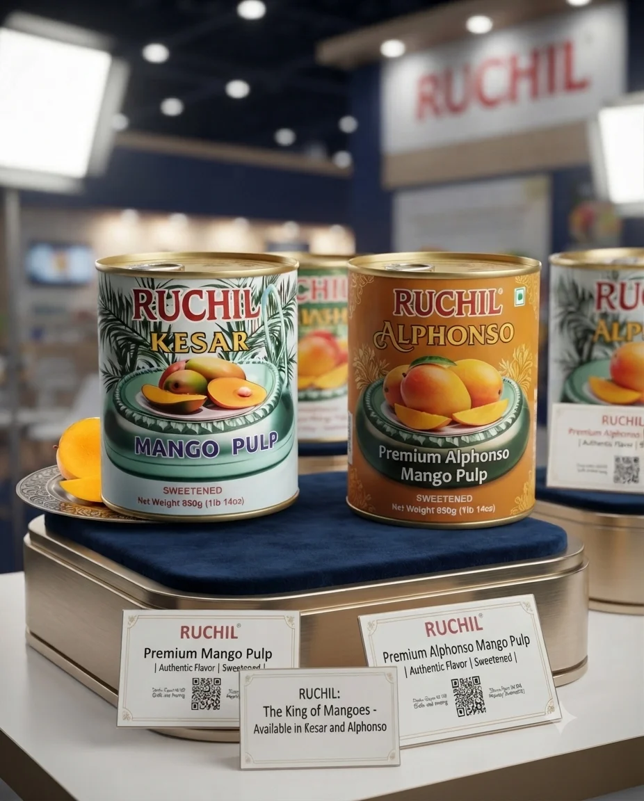 Ruchil Premium Export-Quality Kesar Mango Pulp | 100% Authentic &amp; Natural Sweetened Mango Pulp